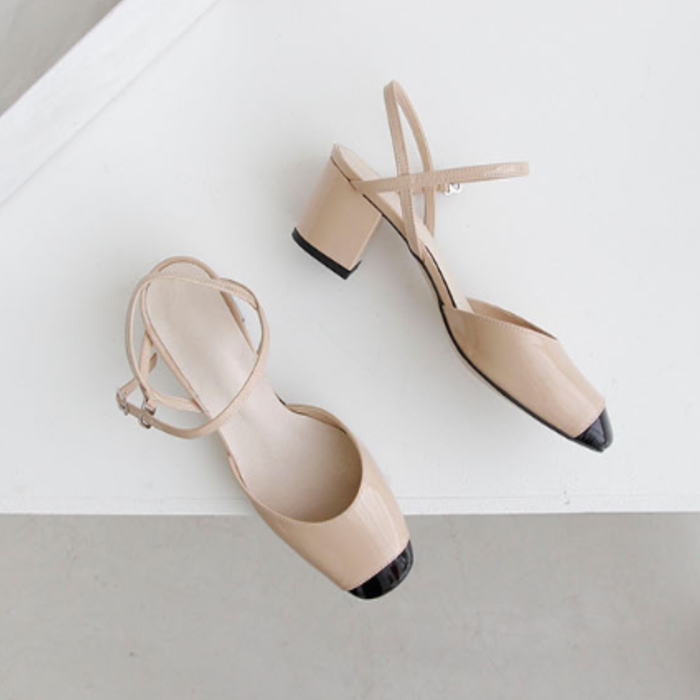 アンクルストラップレザーパンプス本...