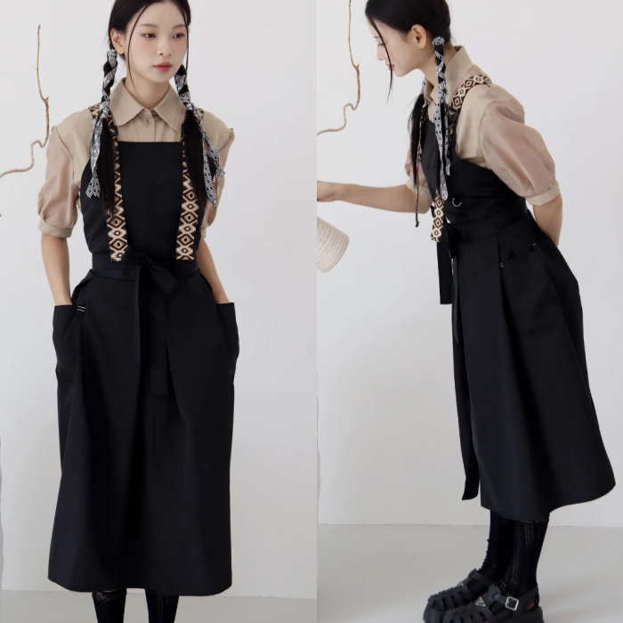 エプロン スリット エプロンワンピース エプロン おしゃれ ワークエプロン 作業エプロン 美容師 エプロン かっこいい エプロン 花屋エプロン カフェエプロン ユニフォーム
