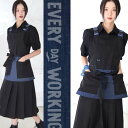 エプロン デニム プリーツ エプロンワンピース エプロン おしゃれ ワークエプロン 作業エプロン 美容師 エプロン かっこいい エプロン 花屋エプロン カフェエ...