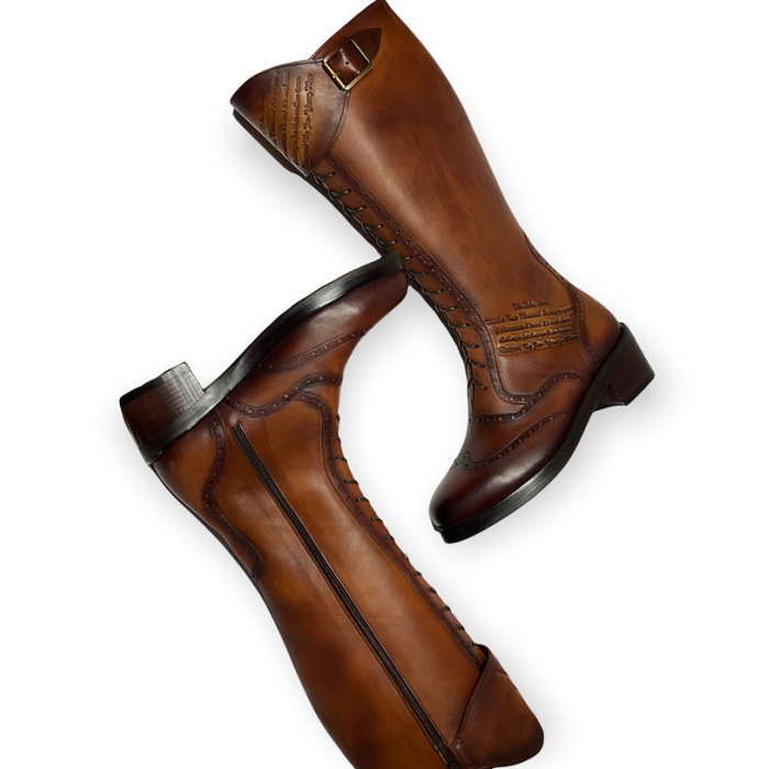 レースアップブーツロングブーツレザ...