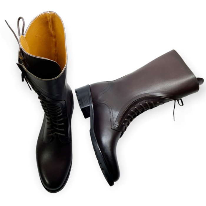 ロングブーツレースアップブーツレザ...