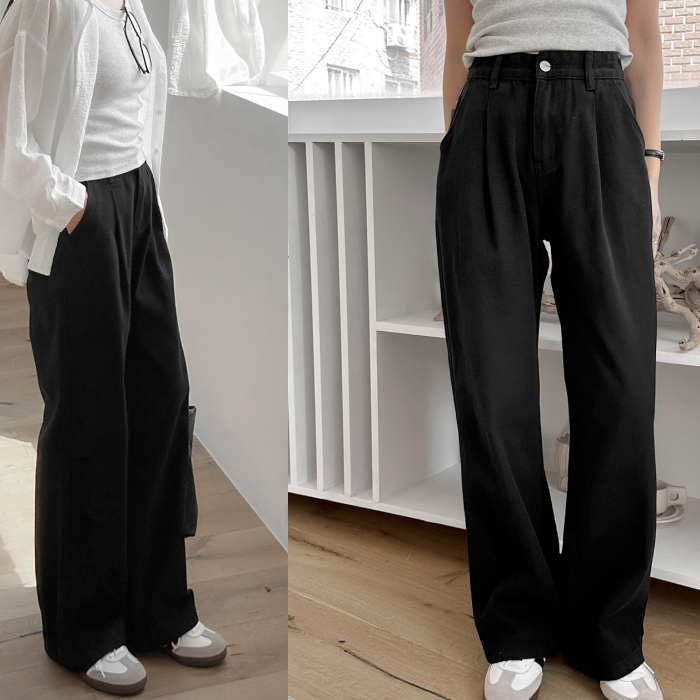 ワイド パンツ コットンパンツ レディース パンツ ボトム デニム ワイド