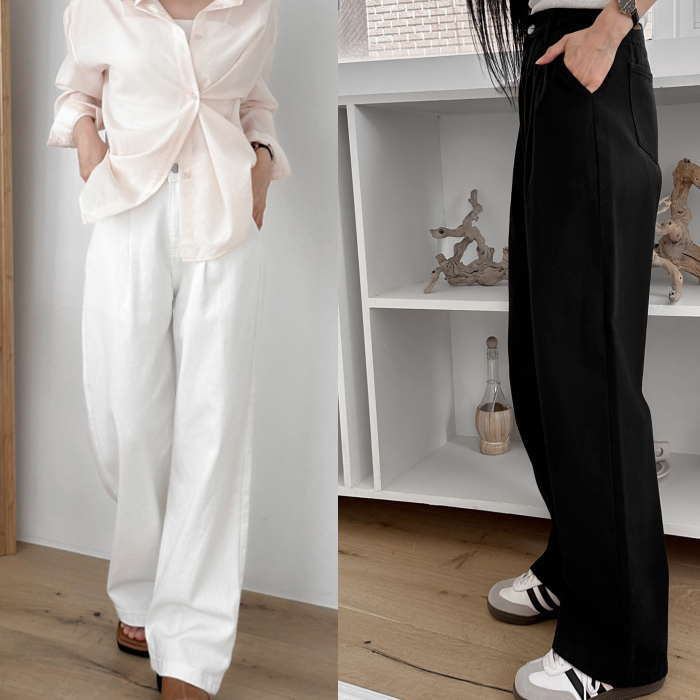 ワイド パンツ コットンパンツ レディース パンツ ボトム デニム ワイド