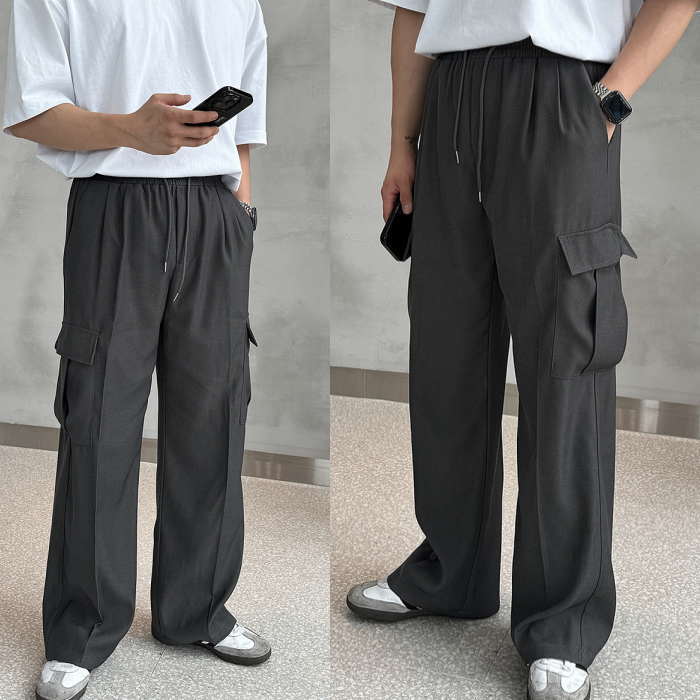 乐天商城 - カーゴパンツ ワイドパンツ スラック メンズ ダブルプリーツ メンズボトム