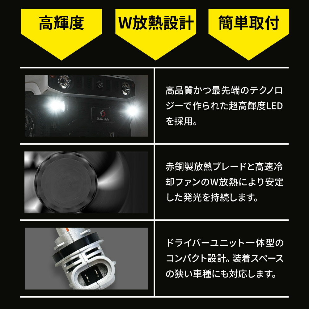 MPV LW3W LY3P静音ファン付きLEDフォグランプ SZフォグ H8 H11 H16 対応 フォグ LED 高輝度 明るい 静音 led ライト ランプ シャインゴールド イエロー ホワイト LEDフォグ ランプ 車検対応