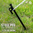 スチールペグ 30cm 1p 4p 6p 16p 24p セット テント タープ 固定 電着塗装 安全キャップつき キャンプ 砂地 河原 山 強度 耐食性 耐久...