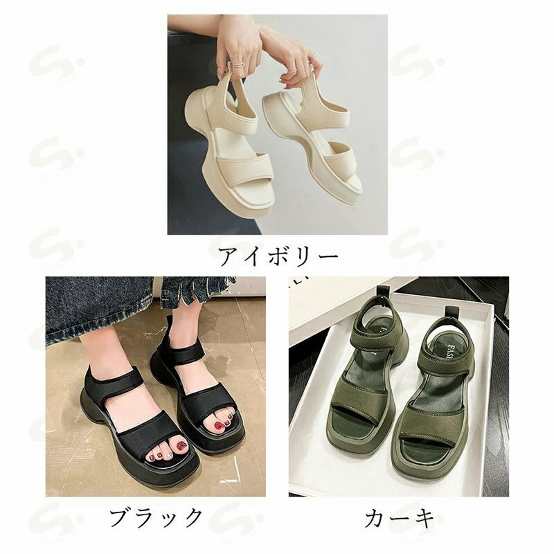 スポーツサンダル 厚底 ボリューム 韓国 レディース 夏 ベルトサンダル 太ヒールサンダル 美脚 新作 人気 カジュアル 履きやすい 疲れない おしゃれ99GYXC-054 2