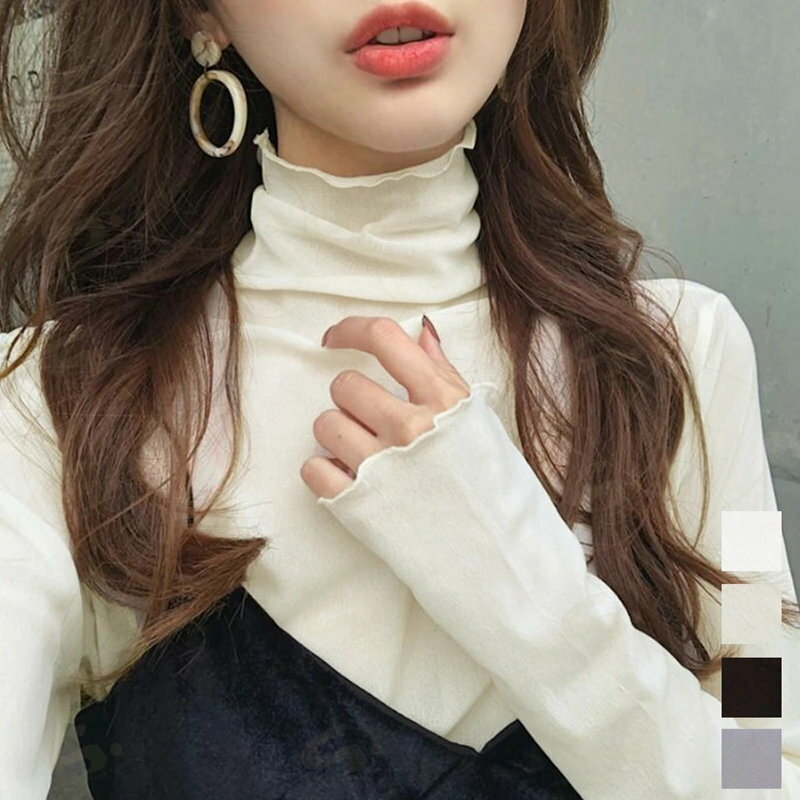 樂天商城 - 大人気 トップス レディース 長袖 大人気 トップス レディース 長袖 シースルー プチハイネック ブラウス 透け感 韓国ファッション ソフトセクシー 春98YUANY-001