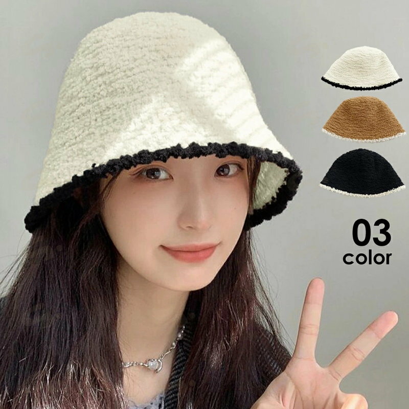 Rakuten - ファー帽子 バケットハット 秋冬 韓国風 レディース ぼうし 無地 防寒性 折り畳み お出掛け おしゃれ オルチャン カジュアル 小顔 可愛い シンプル99ZDDZ-001