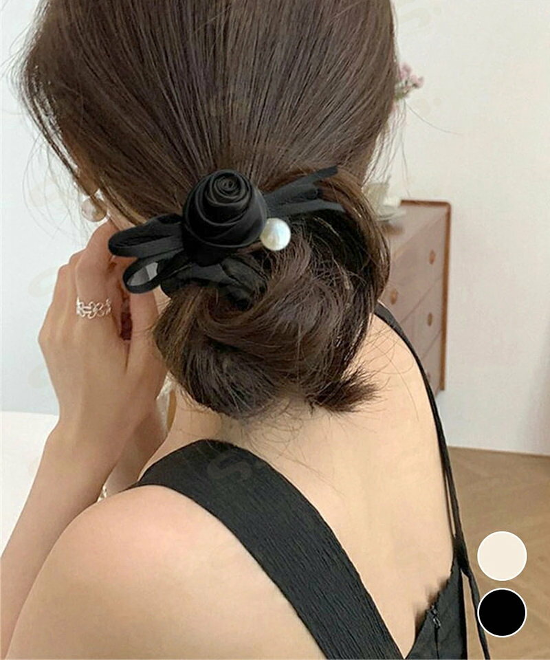 サテンシュシュ ヘアゴム ローズ まとめ髪 髪飾り 髪留め おしゃれ 可愛い オルチ...