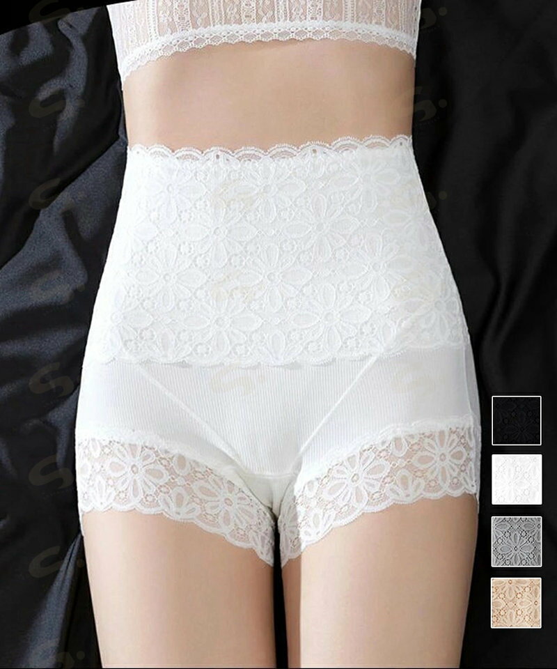ペチコートパンツ レディース 下着 レースショーツ セクシー ハイウエストショーツ 通気性 深履きパンティー ランジェリー 花柄刺しゅう 女性用ショーツ77XF-015