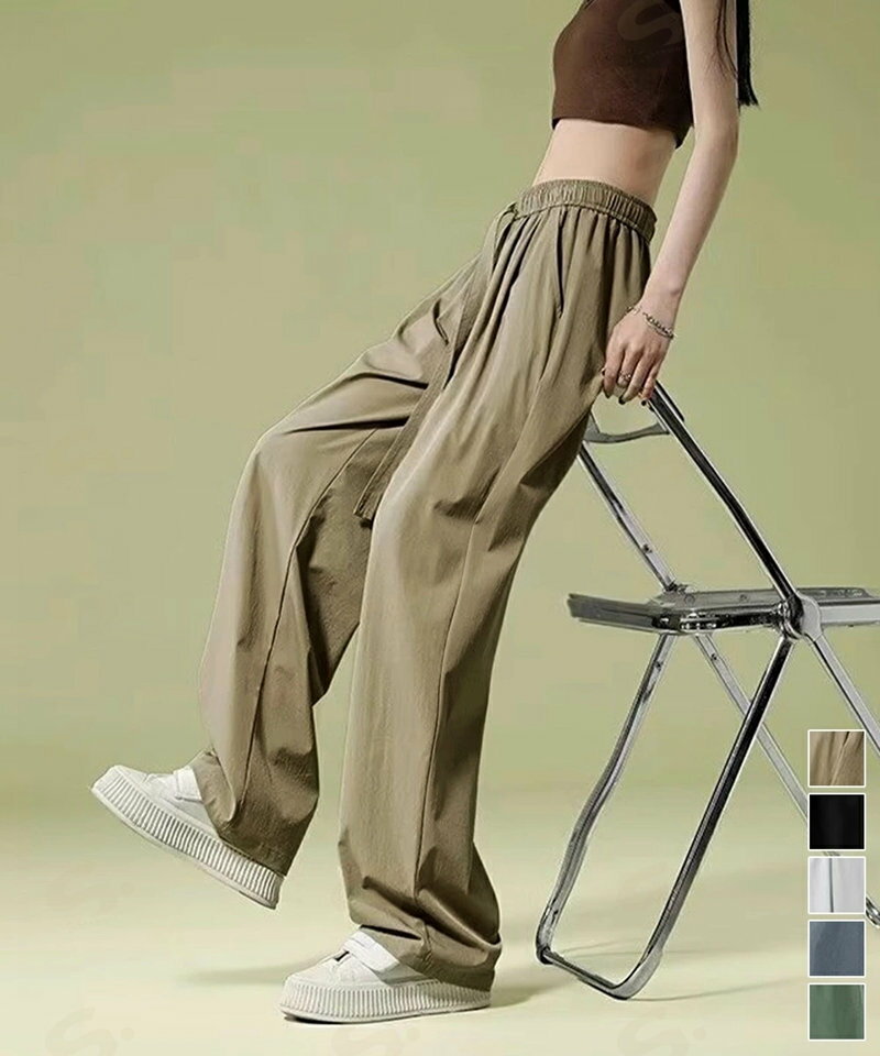 Rakuten - ワイドパンツ レディースハイウエスト美脚 イージーパンツ 体型カバー おしゃれロングパンツ ストリート 薄手パンツ ゆったり カジュアル 快適 ボトムス サラリ89LONGF-002