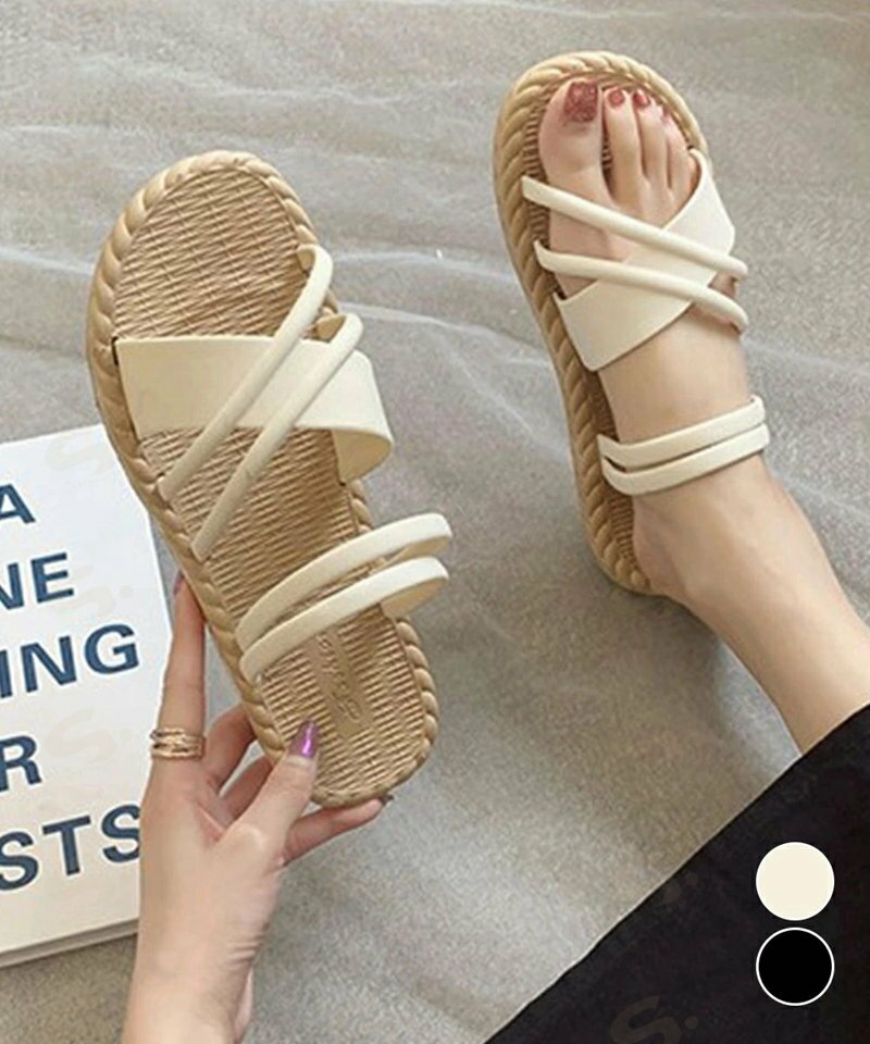 クロスベルトサンダル レディース 夏 コンフォートサンダル リゾートサンダル ストラップサンダル スリッパ 可愛い お洒落 疲れない 歩きやすい 海 温泉 miniministore 99YJBH-009