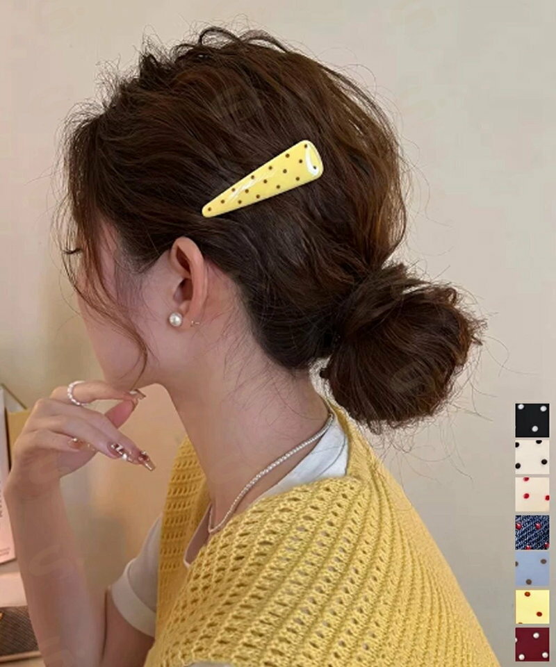樂天商城 - ドット柄 三角ヘアクリップ韓国風 可愛い 大人かわいい 水玉模様スリーピン フェミニン 簡単髪留め きれいめ 髪飾り 上品 ヘアアクセサリー カジュアル プチプラ88CXH-156