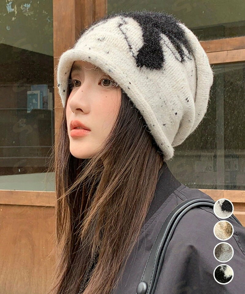 ビーニー帽 ニット帽子 リボン柄 レディース ニットキャップ ふわふわ 小顔 折り畳み カジュアル 可愛い 暖かい お出掛け アウトドア 旅行 miniministore 99BJMY-008