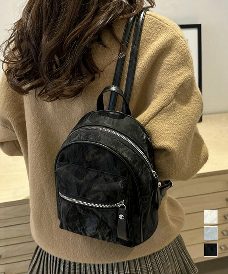 ミニリュックサック コンパクトバッグ 黒 レディース マーブル柄 ラウンド型リュック フェイクレザー 軽量 シンプル カジュアル きれいめ おしゃれ 旅行かばん99MSXB-004