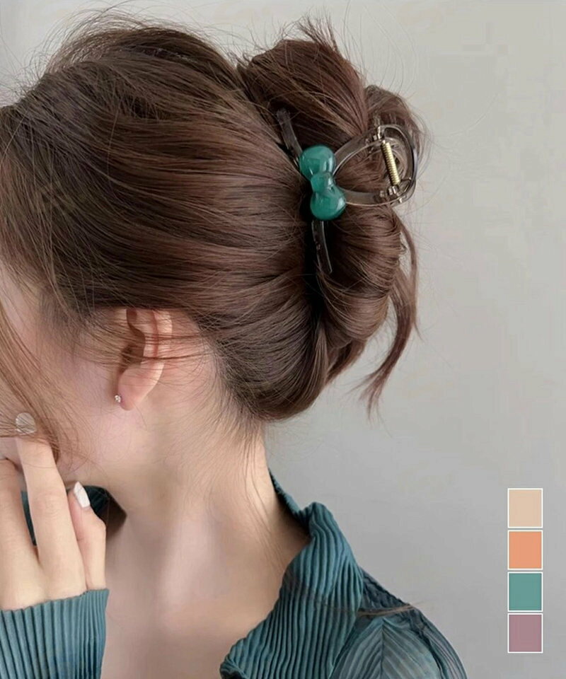 ヘアクリップ レディース リボン 韓国風 ヘアアクセサリー バンスクリップ 髪飾り 髪留め まとめ髪 オルチャン お洒落 大人 かわいい デート 雑貨グッズ99JXSP-002