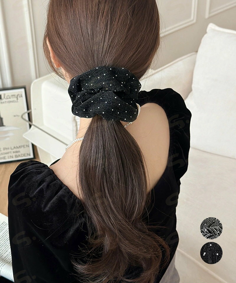 シュシュ ラメ糸 ヘアゴム 韓国風 レディース ヘアアクセサリー 髪飾り オルチャン...