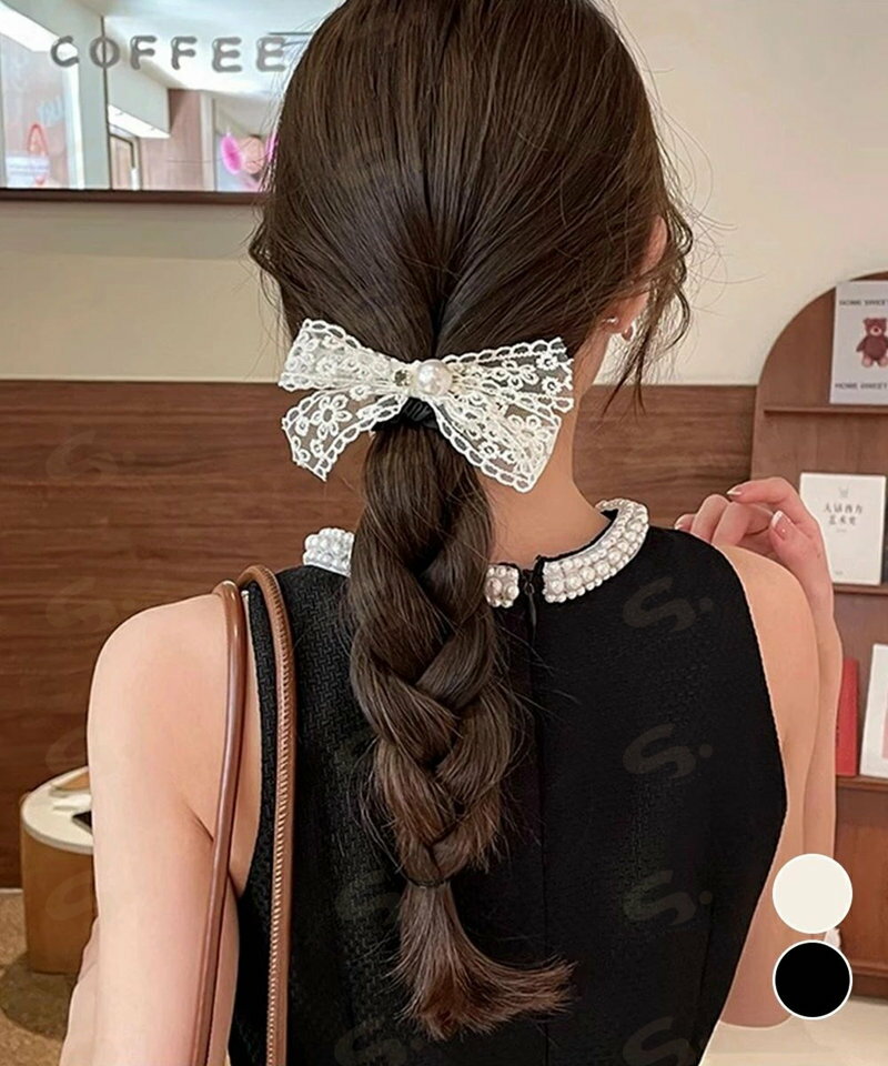Rakuten - シュシュ レースリボン パール ヘアゴム レディース 蝶結び まとめ髪 髪飾り 簡単 オルチャン おしゃれ 大人 可愛い フェミニン 女子会 デート 発表会 雑貨99JXSP-009