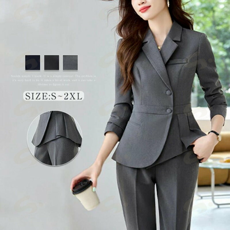 Suits For Job Interviews - スーツ レディース パンツ スーツ Vネック 洗える セットアップ ロング丈 ビジネス リクルート オールシーズン 春 夏 秋 冬 大きいサイズ 上品 入学式 ジャケット ロング丈パンツ 2点セット パンツドレス オフィス 長袖 エレガント お洒落 通勤 OL 女性らしい 黒