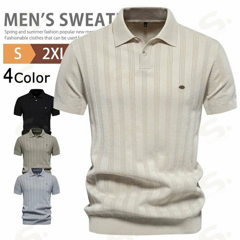 ポロシャツ 半袖 ニットポロシャツ メンズ カットソー ボタンダウン ビジネス 半袖ニット サマーニット ニットTシャツ トップス クールビズ オフィスカジュアル ビズポロ ニットセーター 襟付き 仕事 無地 春 夏 父の日 アウトドア キャンプ 作業着