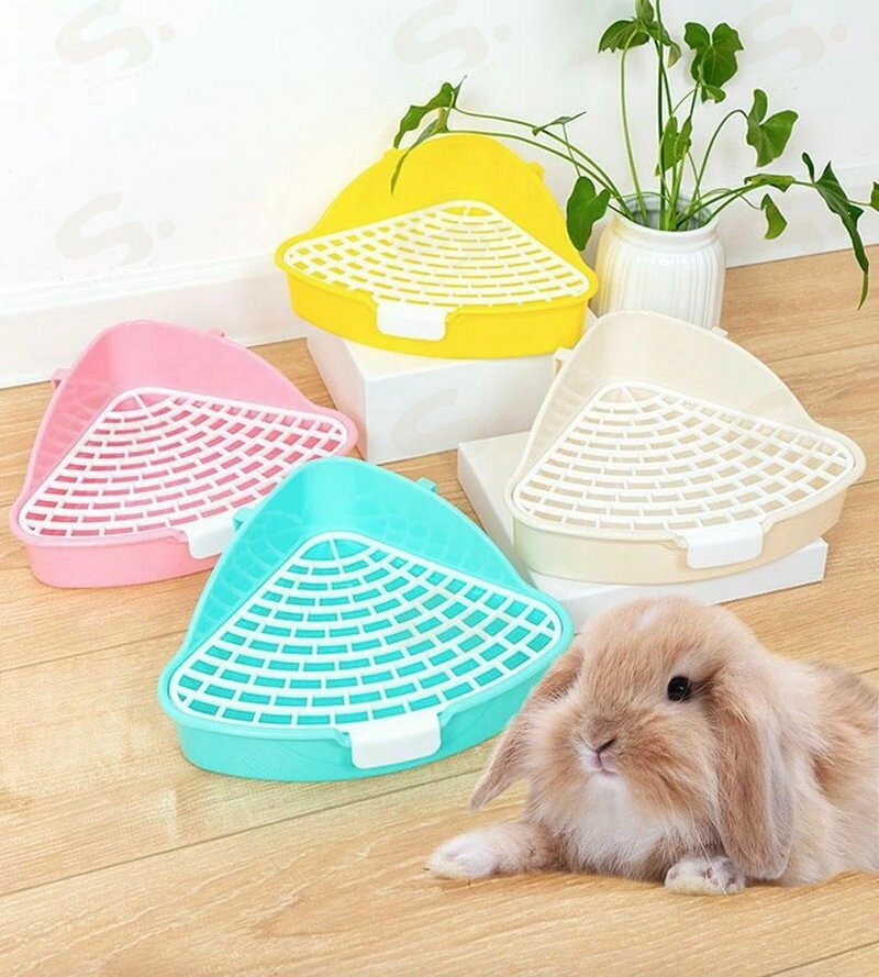しぇあわーくす 楽天市場店の送料無料 小動物用トイレ ウサギ うさぎ トイレタリー ペットトイレ ペットグッズ ペット用品 小型 三角 四角 コーナー 兎 モルモット リス お手入れ簡単｜アングル2