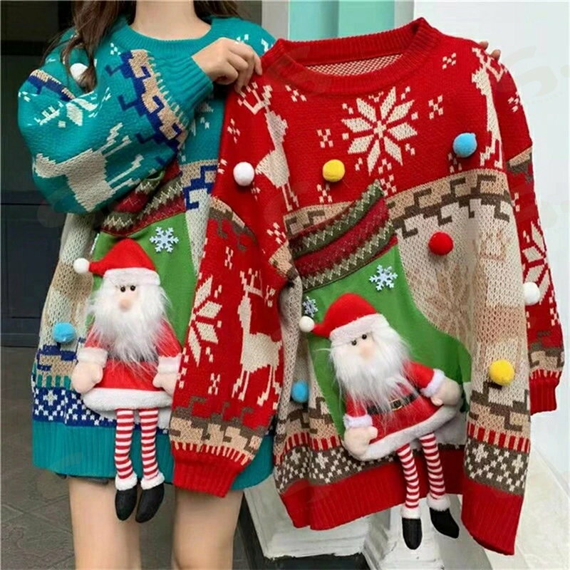 クリスマスセーター Merry Christmas レディース 冬 ニット メンズ ニット セーター プルオーバー 可愛い お揃いセーター 着痩せ おしゃれ 上着 トップス 可愛い 韓国風 友達 恋人 男性 親友 クリスマス 長袖 シンプル ゆったり あったか 通勤 秋 大きいサイズ