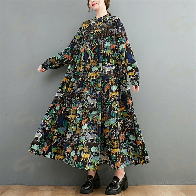 ワンピース レディース ロング ワンピース シャツ ワンピース 長袖 ロング ワンピ 体型カバー ゆったり シンプル ロングワンピ かわいい 春 夏 秋 夏服 着痩せ 大きいサイズ カジュアル 花柄 可愛い おしゃれ 20代 30代 40代 50代 送料無料 shareworks-10008588 しぇあわーくす 楽天市場店 サンプル画像2