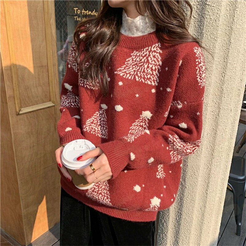 Rakuten - クリスマス ニット セーター クリスマス あったか 秋冬 レディース Merry Christmas プレゼント 贈り物 プルオーバー 肩落ち 長袖 トップス 彼女 カップル 親友 かわいい ペアルック カジュアル ギフト 大きめ ニット メンズ 薄手 カップル お歳暮 お正月 体型カバー