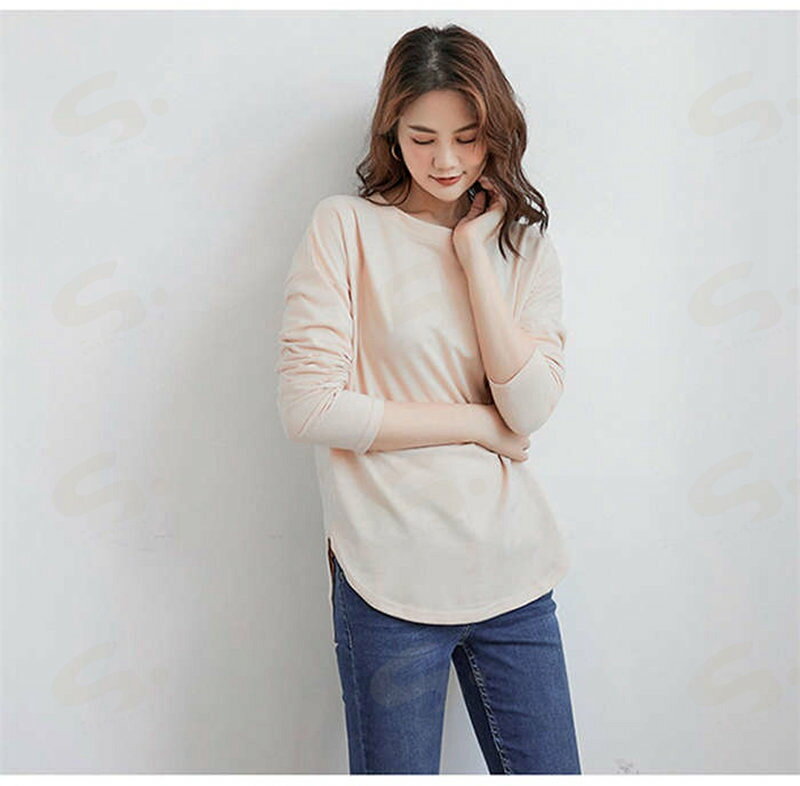 tシャツ レディース トップス 長袖 ロンt ラウンドヘム オーバーサイズ 長袖 秋 冬 ロンt ゆったり カジュアル インナー 大きいサイズ ゆったりトップス 春 きれいめ プルオーバー チュニック 重ね着 体型カバー シンプル 着回し 定番 無地 レイヤード 送料無料 shareworks-10003783 しぇあわーくす 楽天市場店 サンプル画像3