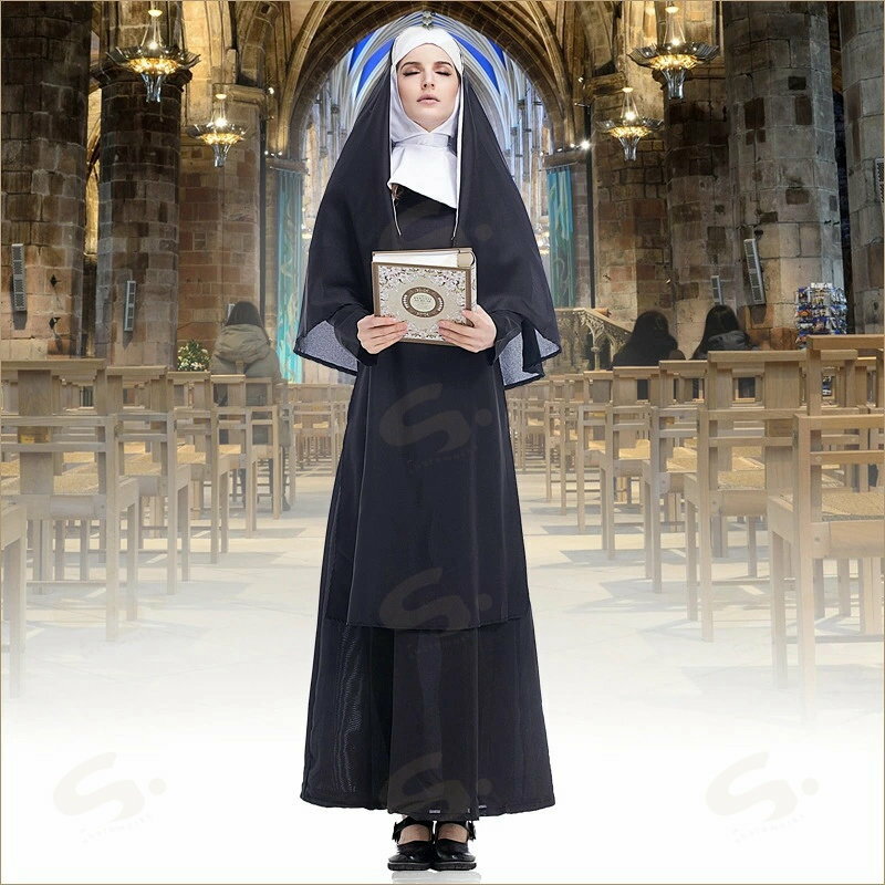 ハロウィン衣装 シスター 聖女 修道女 コスプレ衣装 修道服 修女 イエス・キリスト 牧師服 神父服役 cosplay 宣教師 コスチューム 仮装 レディース ペア ドレス マント ワンピース 3点セット 女性用 大人用 ハロウィン パーティー イベント