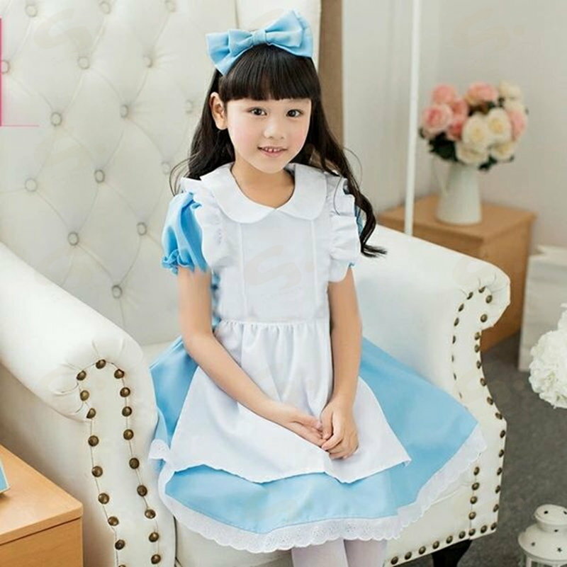 メイド服 子供用 ロリータ 3点セット キッズ ハロウィン 仮装 ハロウィン 子供 コスプレ アリス 不思議の国の少女 メイド服 コスチューム 衣装 仮装 ハロウィーン HALLOWEEN パーティー グッズ 変装 リボン【ハロウィン】