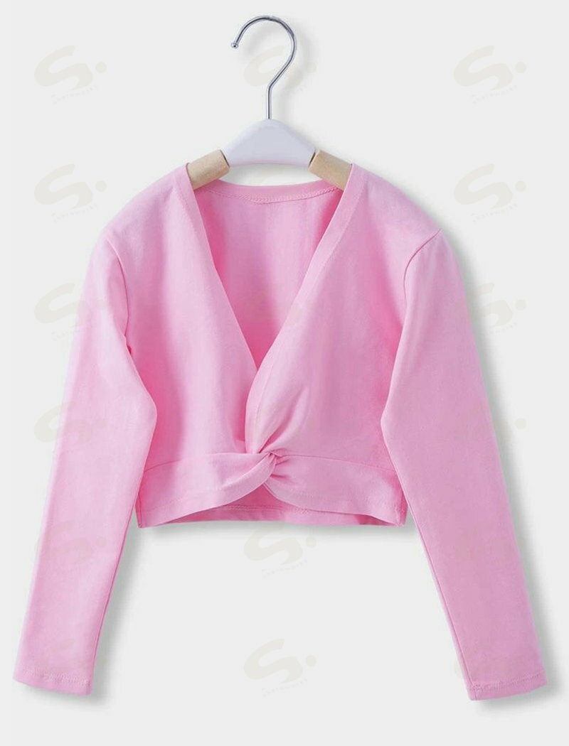 Cardigans - 子供 バレエ カシュクール 長袖 コットン カーディガン ボレロ キッズ バレエ用品 トップス 女の子 レッスン ユニフォーム バレエボレロ衣装 女の子 ジュニア バレエウォームアップ 体操服 ステージ衣装 おさらい会