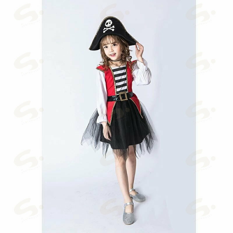 海賊服 ハロウィン 子供 衣装 女の子 ベイビー 衣装+帽子 ハロウィン コスプレ 文化祭 可愛いお姫様 演劇 子供用コスチューム 女の子 Halloween衣装 仮装変装 cosplay ハロウイングッズ　イベント コスプレ 発表会