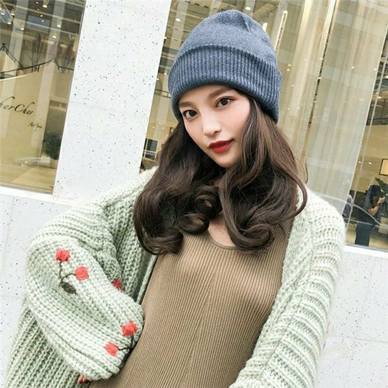 帽子ウィッグ レディース かつら ロング巻き 裏起毛 暖かい つけ毛 エクステ キャップ 髪付き帽子 セミロング 自然パーマ ニット 日常用