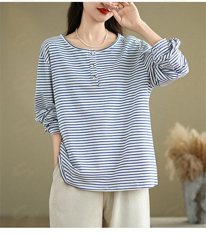 Tシャツ レディース 長袖 ブラウス 春 夏 長袖Tシャツ カットソー ロンT シャツ ボーダー柄 長袖トップス ベーシック カジュアル シャツ トップス デザイン インナー プルオーバー 上品 きれいめ 通勤 おしゃれ 大人カジュアル 50代 40代 30代 shareworks-10025123 しぇあわーくす 楽天市場店 サンプル画像3