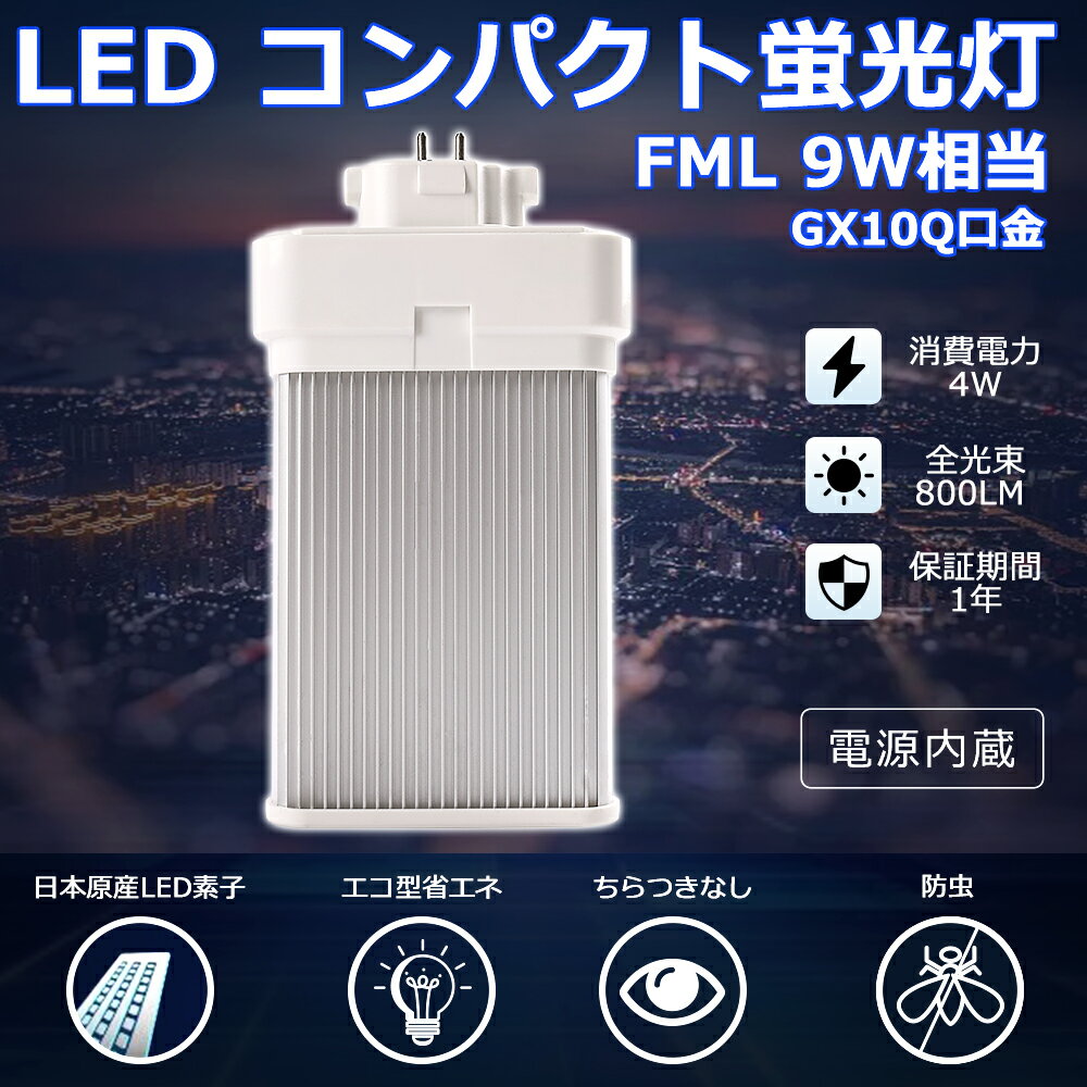 製品 サイズ(mm) 消費電力 全光束 色温度 口金 23*81*105 4W 800lm 電球色白色昼白色昼光色 GX10q 23*81*120 6W 1200lm 電球色白色昼白色昼光色 GX10q 23*81*127 9W 1800lm 電球色白色昼白色昼光色 GX10q 23*81*142 12W 2400lm 電球色白色昼白色昼光色 GX10q 28*96*245 20W 4000lm 電球色白色昼白色昼光色 GX10q 28*96*324 28W 5600lm 電球色白色昼白色昼光色 GY10q 30*113*416 40W 8000lm 電球色白色昼白色昼光色 GY10q 商品名 FML9型LED蛍光灯 製品仕様 ■消費電力 4W ■口金 GX10q ■全光束 800LM ■色温度 電球色3000K/白色4000K/昼白色5000K/昼光色6000K ■発光角度 210° ■演色性 Ra＞85 ■入力電圧 AC85V〜265V　AC100V/200V ■材質 PCカバー +アルミ+電源内蔵 ■サイズ 23*81*105mm ■本体重量 約0.08kg ■定格寿命 50000h ■保証期間 1年 特徴 ★【長寿命・省エネ】 50000Hの長寿命で、LEDライトは従来の蛍光灯より消費電力が少ないため、替えたその日から消費電力を減らし、家計に優しい照明器具です。 ★【照度が従来品より30％アップ】 日本製LED素子を採用することで照度は従来の蛍光灯より30％アップしました。 ★【210度広角】210度広角照射、ダウンライトに最適の照射角度です。光透過率90％以上に達し、LEDランプの高輝度を完全保証します。 ★【優れた放熱性】ヒートシンクは放熱性に優れた特殊なアルミ合金を使用しております。絶妙な深さと間隔デザインが相まって、最大限の放熱効率が発揮できるようになっております。 ★【高品質SMD LEDチップ】耐久性が高いSMD LEDチップを採用して、業界高水準となる発光効率200lm/Wを達します。 注意事項 ※ お使いの器具はグロー式の場合、工事不要でグロー球を外すだけで使用できます。直結工事をしても取り付けが可能 ※ ラピッド式、インバータ式器具の場合は工事必要です。安定器を取外しAC電源と直結してください。 ※ 工事をする場合は専門の業者に頼んでください。（バイパス工事は電気工事士の免許が必要です。） 1年保証 ※出荷日から1年間で何か故障が御座いましたら、無料で修理や交換をさせていただきます。 ▼検索ワード FHT16形 FHT16W LED 蛍光灯 GX24q口金 FHT16EX FHT16EX-L FHT16EX-W FHT16EX-N FHT16EX-D LED蛍光灯 LEDコンパクト蛍光灯 FHT16形LED蛍光灯 16形 LED化 ツイン3 LEDランプ 工場用led照明 交換 GX10q-1 GX10q-2 GX10q-3 GX10q-4 GX10q-6 パナソニック ツイン蛍光灯 ツイン2（4本束状ブリッジ） FG-1E FG-1P FE7E FE1E GX10q-2 ナチュラル色 日立 ツイン2パラレル ツイン2パラレル(4本平面ブリッジ) ツイン2パラレル led商品名 FML9型LED蛍光灯 製品仕様 ■消費電力 4W ■全光束 800LM ■色温度 電球色3000K/白色4000K/昼白色5000K/昼光色6000K ■口金 GX10q ■照射角度 210° ■演色性 Ra＞85 ■入力電圧 AC100V/200V ■周波数 50-60Hz ■材質 PCカバー +アルミ+電源内蔵 ■サイズ 23*81*105mm ■本体重量 約0.08kg ■定格寿命 50000h ■保証期間 1年 特徴 ★【長寿命・省エネ】 50000Hの長寿命で、LEDライトは従来の蛍光灯より消費電力が少ないため、替えたその日から消費電力を減らし、家計に優しい照明器具です。 ★【照度が従来品より30％アップ】 日本製LED素子を採用することで照度は従来の蛍光灯より30％アップしました。 ★【即時点灯、目に優しい！】日本製LED素子を採用し、低電力、高輝度、点灯遅延無しで、点灯直後から一気に最大の明るさになる。ちらつきやノイズがほとんど無いため、目に優しく、周囲の電子機器へのノイズの影響がありません。 ★【優れた放熱性】ヒートシンクは放熱性に優れた特殊なアルミ合金を使用しております。絶妙な深さと間隔デザインが相まって、最大限の放熱効率が発揮できるようになっております。 ★【チラツキなし】LED照明は内部で直流へ変換するためチラツキがほとんど無いです。目に優しい照明です。 ★【高品質SMD LEDチップ】耐久性が高いSMD LEDチップを採用して、業界高水準となる発光効率200lm/Wを達します。 ★【高演色性Ra85以上】高演色で照らされた物が目に見える色を再現できます！作業環境の場合には照明に対する要求が大満足です ★【認証と保証】1年メーカー保証、日本の電気や材料セキュリティ法などの規則を適用されて、EMCとPSE認証準拠、及び雷サージ、静電、騒音発射、騒音遮断、フリッカー、難燃タイプ、絶縁Aタイプ 。 1年保証 ※出荷日から1年間で何か故障が御座いましたら、無料で修理や交換をさせていただきます。 注意事項 ※ お使いの器具はグロー式の場合、工事不要でグロー球を外すだけで使用できます。直結工事をしても取り付けが可能 ※ ラピッド式、インバータ式器具の場合は工事必要です。安定器を取外しAC電源と直結してください。 ※ 工事をする場合は専門の業者に頼んでください。（バイパス工事は電気工事士の免許が必要です。） ▼検索ワード fdl9exn fdl9ex fdl9exl fdl9 ダウンライト fdl9ex led交換 fdl9 led fdl9 led化 fdl9形led 蛍光灯fdl9 fdl9明るさ コンパクト蛍光灯 三菱電機照明電球 コンパクト蛍光灯fdl9 防虫ツイン蛍光灯 FPL45EL/HF FPL45EWW/HF FPL45EW/HF FPL45EN/HF FPL45ELHF FPL45EWWHF FPL45EWHF FPL45ENHF FPL45EDHF LEDタイプ FPL照明器具へ対応 fpl型ledタイプ fpl横設置対応 fpl対応 FPL形コンパクト蛍光灯 ツイン1 2本束状ブリッジ ツイン1 fpl36ex-n national ツイン2 fpl高周波点灯専用形蛍光ランプ FPL27EXN FHP23EN FPL28EX-N FPL32 FPL36 FHP32 FPL45 FPL55 FHP45 FPR96 FHP105 交換 fpl36exn fpl36exl fpl3e6xw fpl36exd 省エネLEDツイン蛍光灯 FPL27W型交換用コンパクト管 fpl32ex-n fpl32exl fpl32exw fpl32exd 3波長形昼白色 蛍光灯 ledに変えるには FPL型交換用コンパクト 元FPL36Wより fpl36ex-n パナソニック 三菱 fpl36ex-n 交換 fpl蛍光灯 fpl36ex 代替用LED蛍光灯 gy10q FPL36形 fhp32ex-n led化 ledコンパクト蛍光灯 fpl32ex-n 3波長形昼白色 蛍光灯 ledに変えるには 250w相当 fpl32ex-n三菱 FPL32EN/HF Hf BB・1シングル お得なセット販売はこちら 2本（値引き） 4本（値引き） 10本 （値引き） 20本 （値引き） 30本（値引き） 50本（値引き） 100本（値引き）