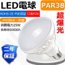 PAR38 E26 LED 昼光色 LEDバラストレス水銀灯 E26 バラストレス LED 25W 明るさ4000lm バラストレス水銀灯形 300W相当IP6...