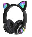 即納 猫耳Bluetoothヘッドホン 子供ヘッドホン キッズヘッドフォン こども用 大人用 かわいい ヘッドホン 無線用 ネコミミLEDライト 折り畳み式 マイク内蔵 サイズ調整可能 可愛い ヘッドセット ハロウィン