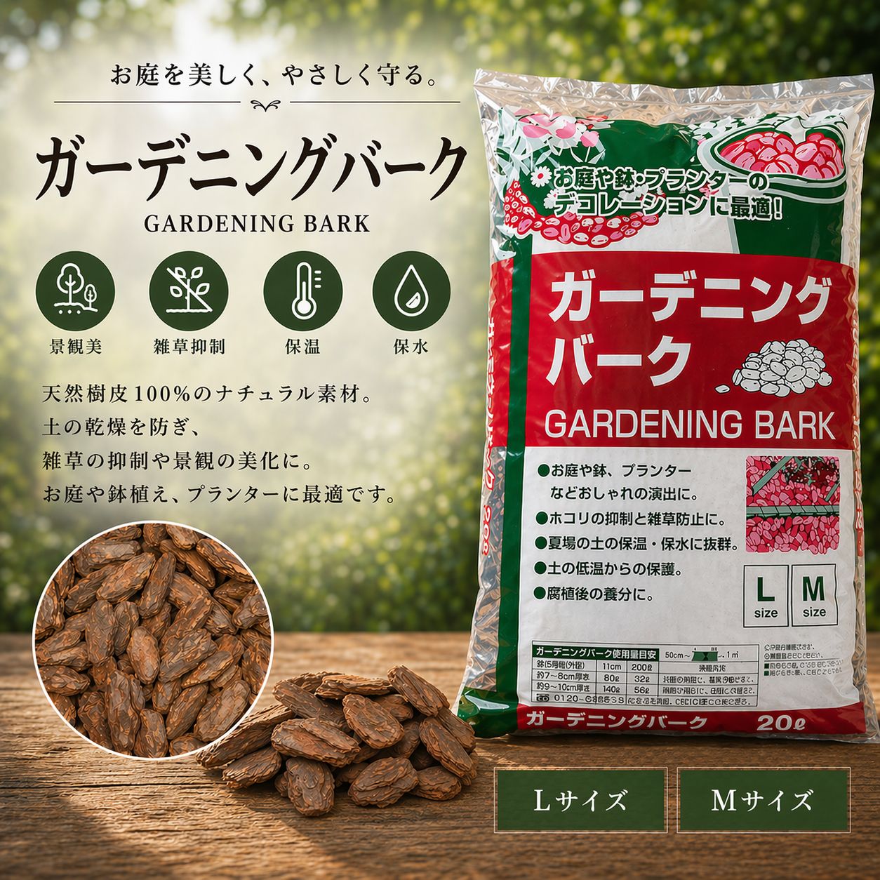 Rakuten - 鹿沼興産 ガーデニングバーク マルチング 20L ガーデニング 屋内 屋外 おしゃれ 景観美 防草