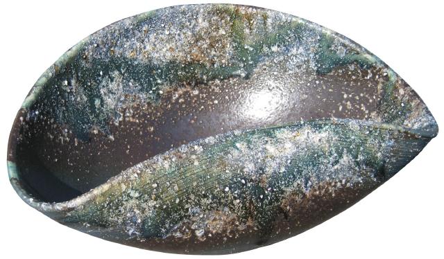 シャルカ 青窯肌変形水盤