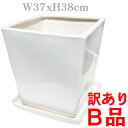 【B品・訳あり品】RYP06WスクエアポットL【陶器鉢 白 四角 室内用】