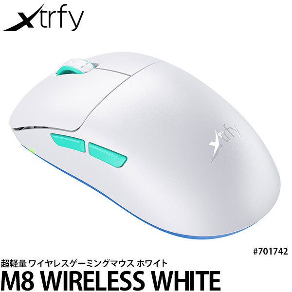 《在庫限り》 Xtrfy M8 ワイヤレス 左右対称 超軽量 ゲーミングマウス（ウルトラ・ローフロント）ホワイト #701742 