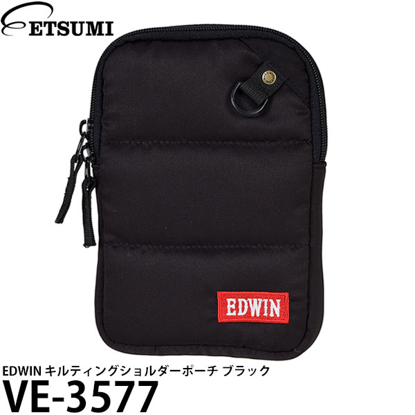 【メール便 送料無料】 エツミ VE-3577 EDWIN キルティングショルダーポーチ ブラック [カメラポーチ カメラケース スマホケース E3577]