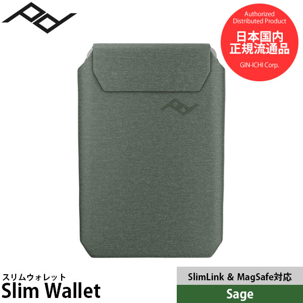 【メール便 送料無料】【即納】 ピークデザイン M-WA-AA-SG-1 スリムウォレット セージ SlimLink対応スマートフォンケース背面取り付け用カードケース/MWAAASG1/PeakDesign