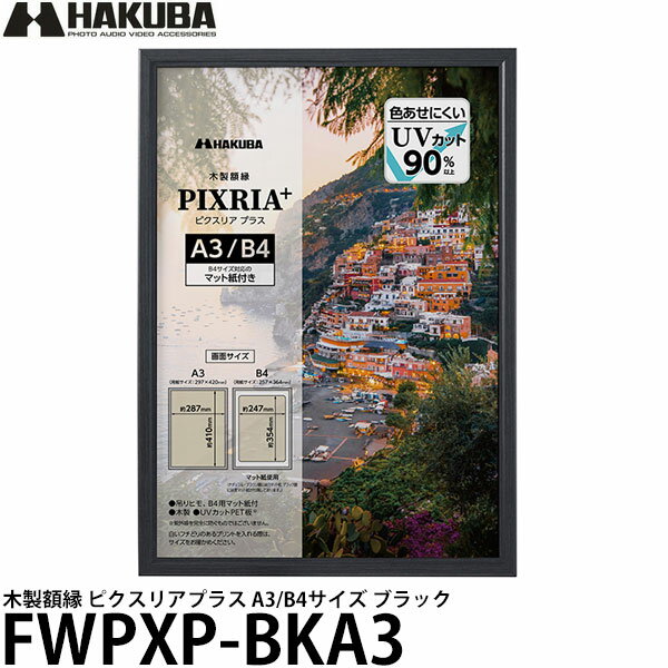 ハクバ FWPXP-BKA3 木製額縁 ピクスリアプラス A3/B4サイズ ブラック [フォトフレーム/額縁/A3/B4/壁掛] 【送料無料】
