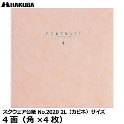 【メール便 送料無料】【即納】 ハクバ M2020-2L-4PK スクウェア台紙 No.2020 2L（カビネ）サイズ 4面（角×4枚） ピンク [写真台紙 結婚式 お見合い写真 縦位置 横位置可能 日本製]