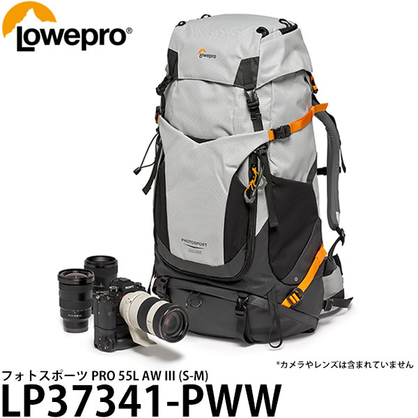 楽天写真屋さんドットコム【送料無料】 ロープロ LP37341-PWW フォトスポーツ PRO 55L AW III （S-M） [70-200mmF2.8付き一眼レフカメラ＋交換レンズ2本収納可能/カメラバッグ/LP37341PWW/Lowepro]