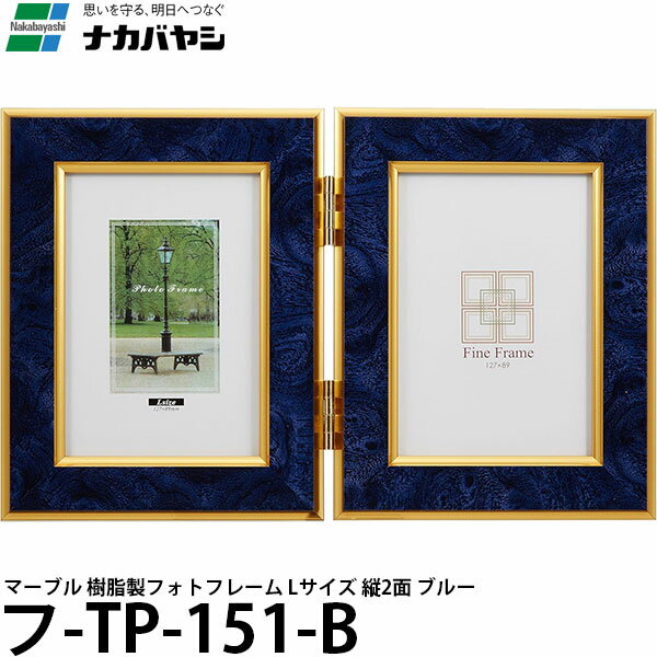 ナカバヤシ フ-TP-151-B マーブル 樹脂製フォトフレーム Lサイズ 縦2面 ブルー 【メール便 送料無料】