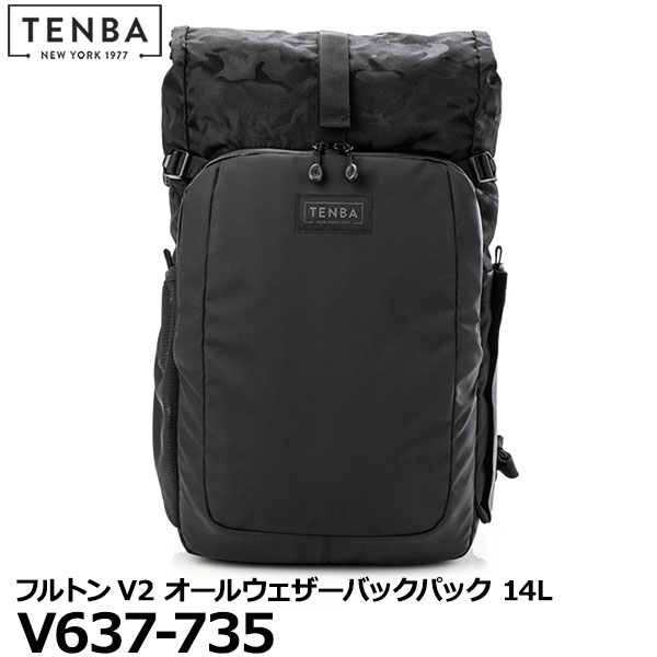 テンバ カメラバッグ 【送料無料】 TENBA V637-735 フルトンV2 オールウェザーバックパック 14L ブラック/ブラックカモ [カメラバッグ リュック ロールトップ テンバ fultonV2 国内正規品]